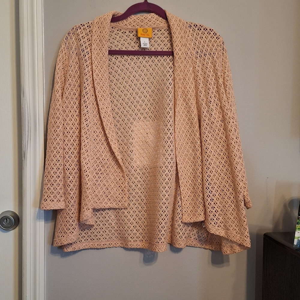 Ruby Rd. Women's Peach Sheer Open-Front Cardigan Jacket Bundle 3/$15